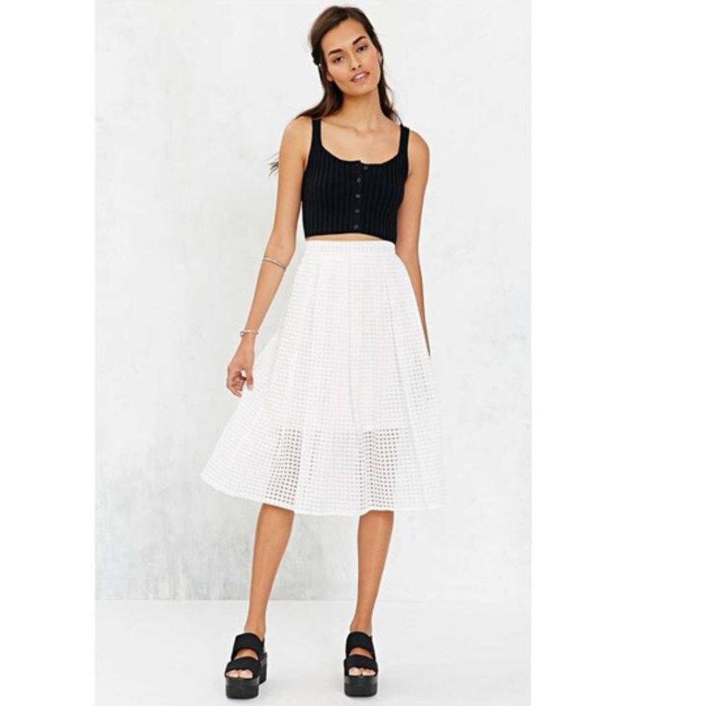 White Sheer Gingham Skirt - Never Worn!